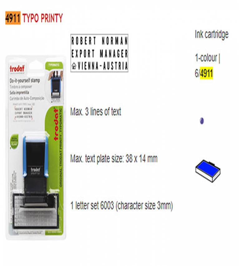 typo Trodat Cachet KIT Tampon encreur complet avec empreinte à composer soi-même